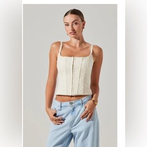 ASTR the Label Embroidered Corset top with eyelet closure